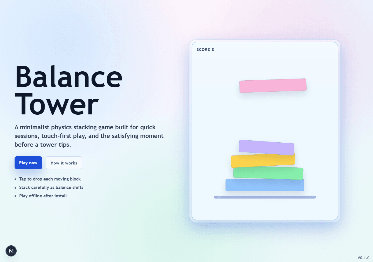 BalanceTower physics stacking game screenshot