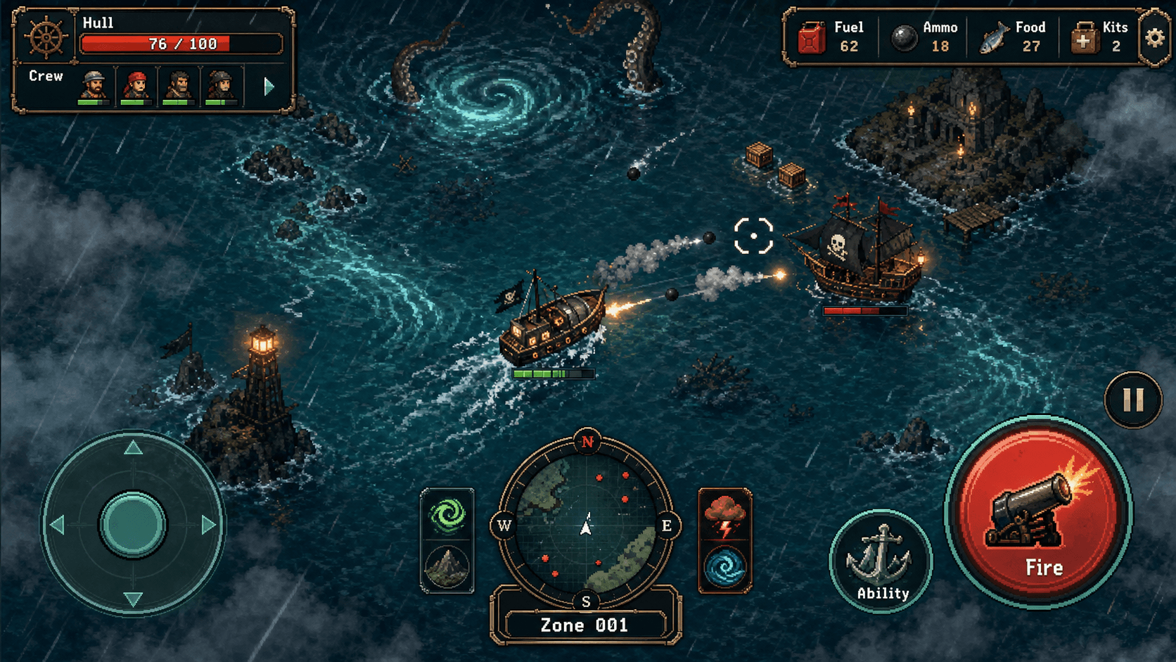 Deadwater Drift naval roguelike gameplay screenshot
